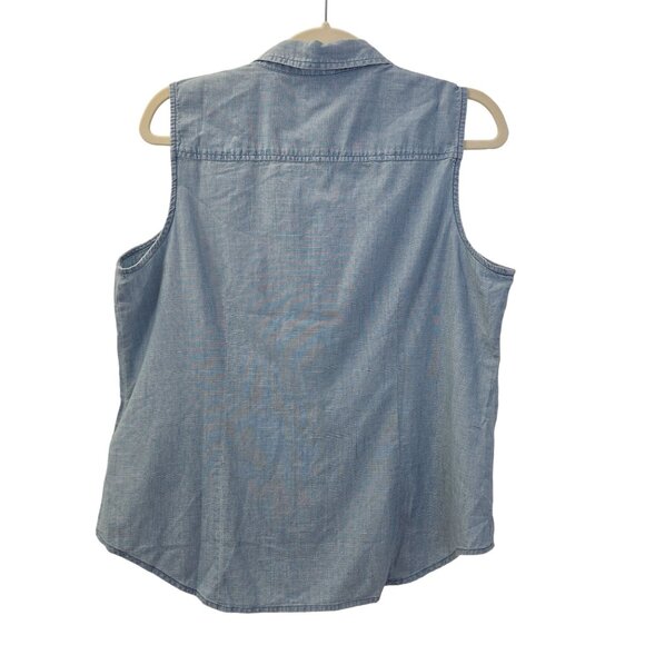 NWT J. Crew Factory Sleeveless Perfect Fit Button Down Shirt Size Large - Picture 2 of 5